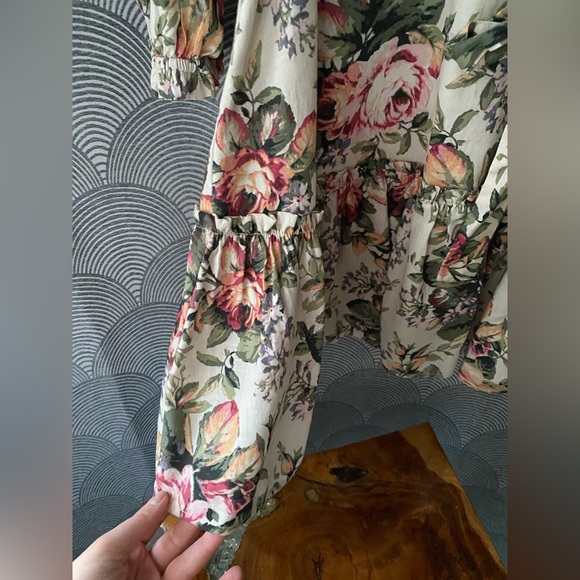 Vici Peachy/Pink Rose Floral Puff Sleeve Dress - Picture 5 of 9